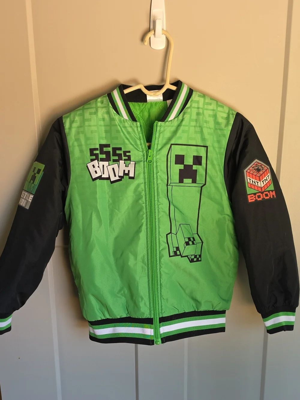 Kids Green Minecraft Creeper Bomber Jacket